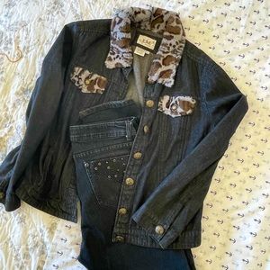 Studded Black Jeans with Black Jean Jacket 🐕‍🦺